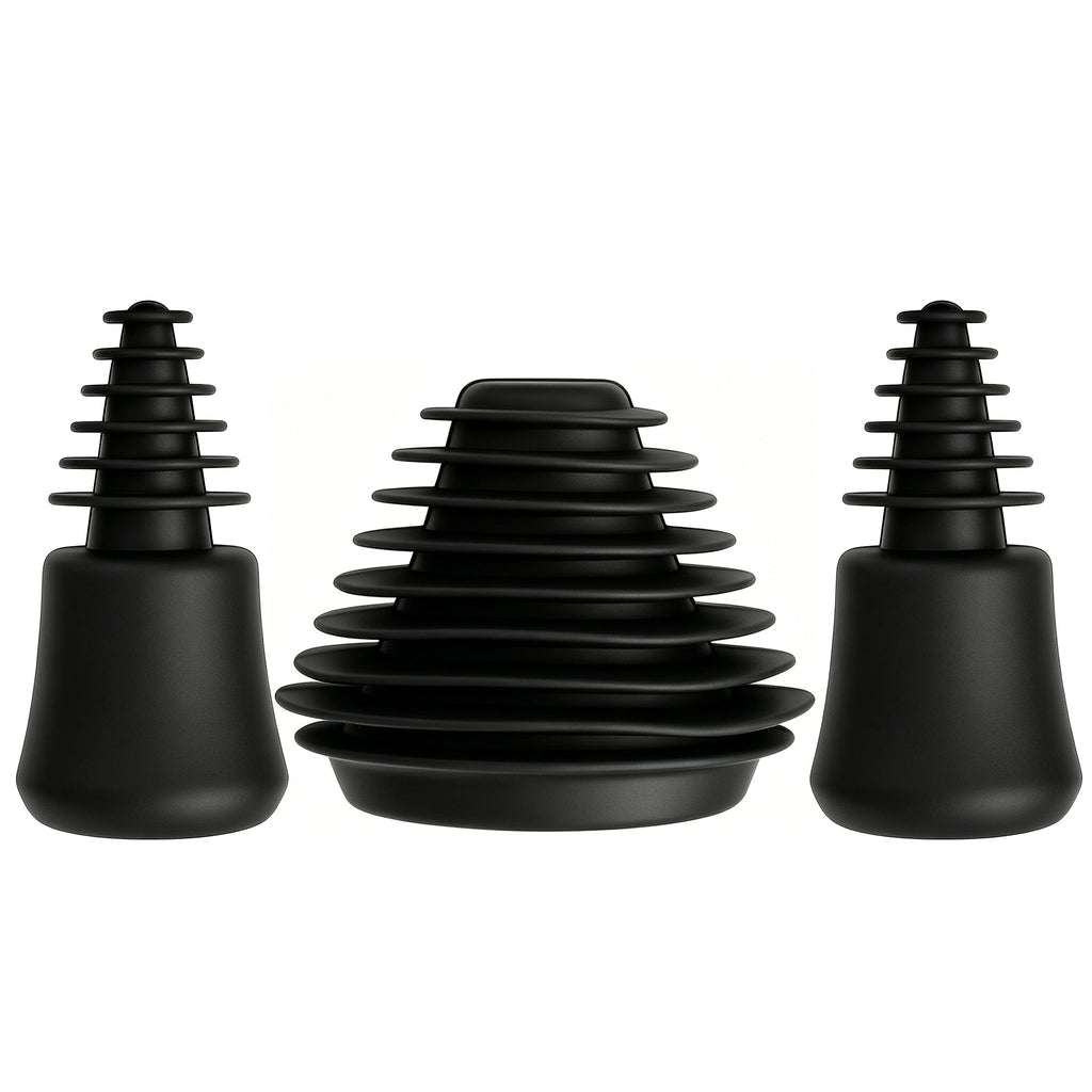 Linkidea 3 Pack Silicone Cleaning Plugs, Reusable Leak-Proof Seal Stoppers for Hookah Bottle & Tube Washing, Compatible with RooRtechs / Wookah (Black)