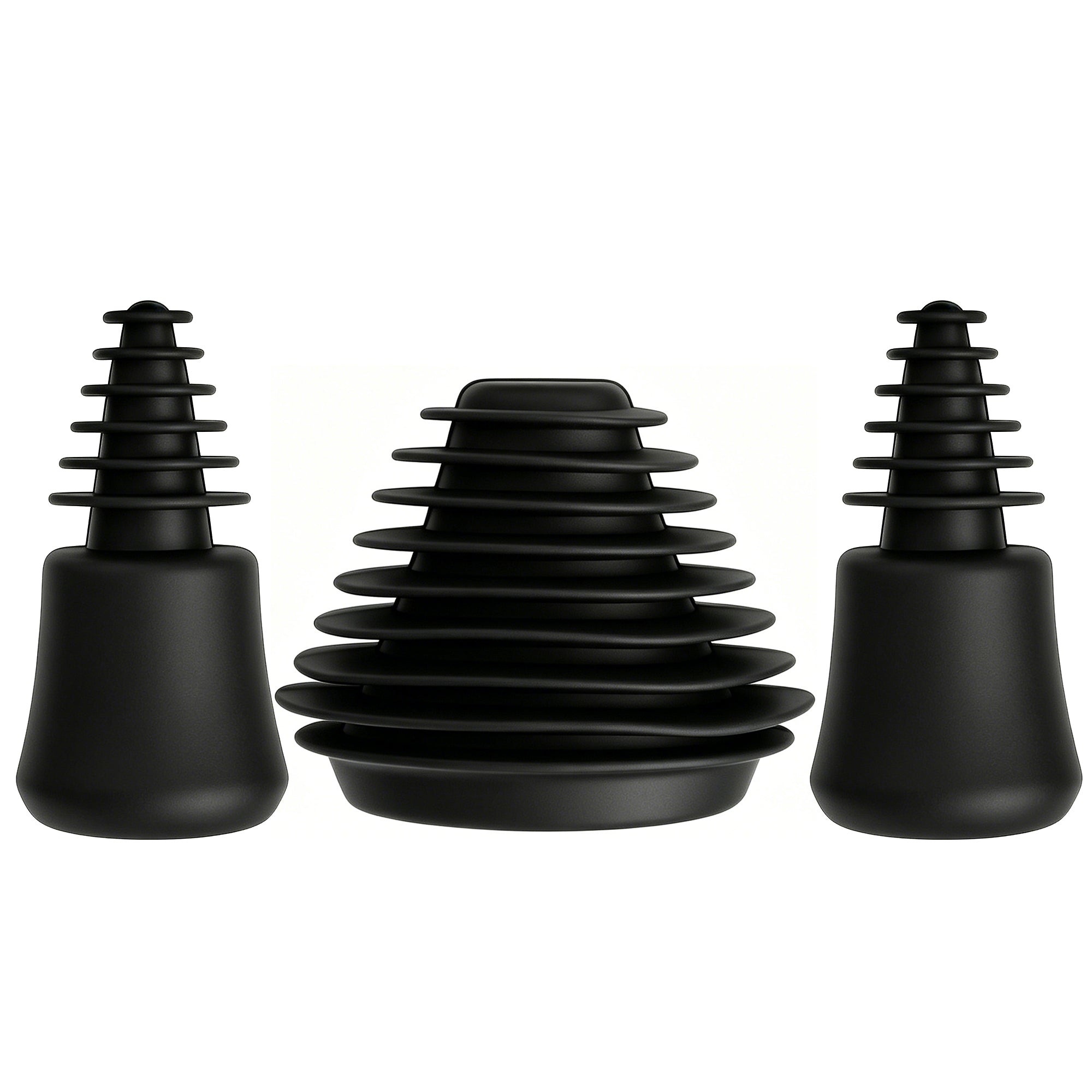 Linkidea 3 Pack Silicone Cleaning Plugs, Reusable Leak-Proof Seal Stoppers for Hookah Bottle & Tube Washing, Compatible with RooRtechs / Wookah (Black)