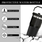 Linkidea Water Bottle Boot Compatible with Stanley Quencher H2.0 20oz/30oz/40oz, IceFlow Flip 20oz/30oz, Silicone Waterbottle Bottom Sleeve Cover Protector, Bottle Bumper (Black / 2 Pack)