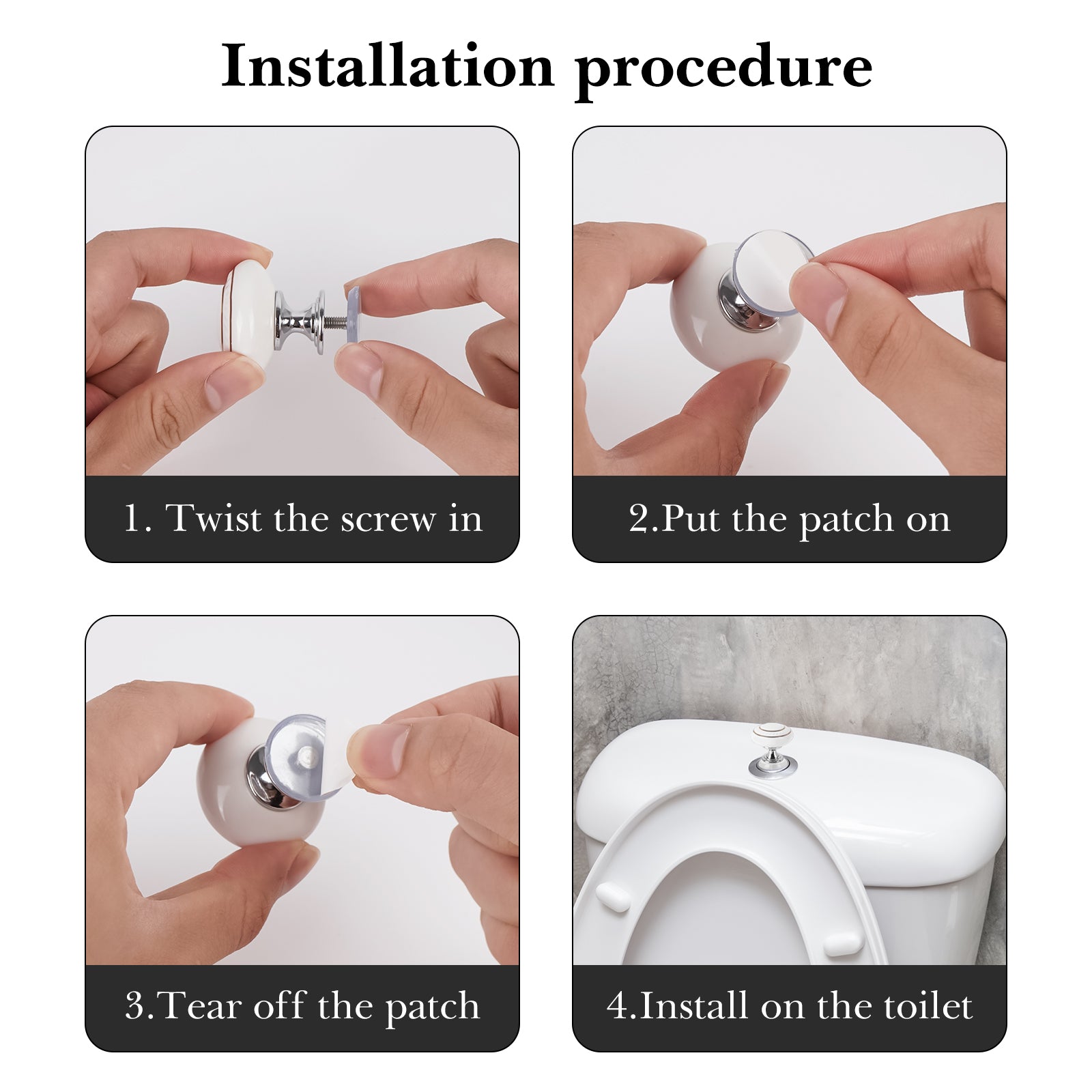 Linkidea Toilet Tank Top Flush Button Helper, Toilet Top Push Button Aid, Compatible with Dual/Single Top-Button Toilets, Easy Press Flush Attachment Extender for Long Nails (2 Pack, White)