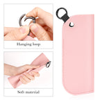 Extra Large Sunglasses Pouch Case with Hook Ring, Vegan Leather Oversized Sun Glasses Organizer Soft Bag Compatible with Gucci GG0981S GG0908S GG1223S GG1370S Versace VE2255 (XXL, Pink)