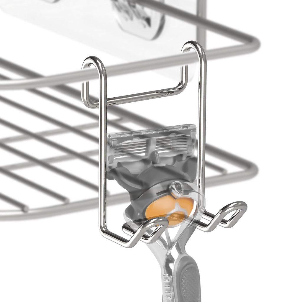 Linkidea Shower Caddy Shelf Hooks, Stainless Steel Wall Mounted Hanger Organizer for Loofah, Body Brush, Razor, Bath Sponge, Towel, Rust Resistant Bathroom Storage, Silver 4 Pack