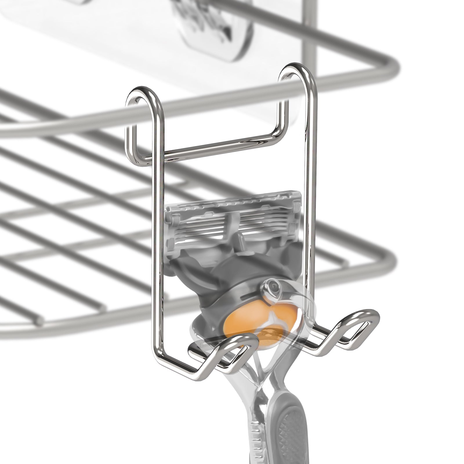 Linkidea Shower Caddy Shelf Hooks, Stainless Steel Wall Mounted Hanger Organizer for Loofah, Body Brush, Razor, Bath Sponge, Towel, Rust Resistant Bathroom Storage, Silver 4 Pack