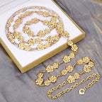 Plus Size Chain Belt for Women, Gold Rose Metal Fashion Belly Waist Chain, Max 69 Inch Adjustable Chunky Body Accessory (XXXL)