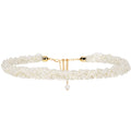 Linkidea White Faux Pearl Waist Belt for Women, Recommended Waist Fit 29.5-39.4 Inches, Adjustable Gold-Tone Chain Belt for Dresses, Weddings and Parties