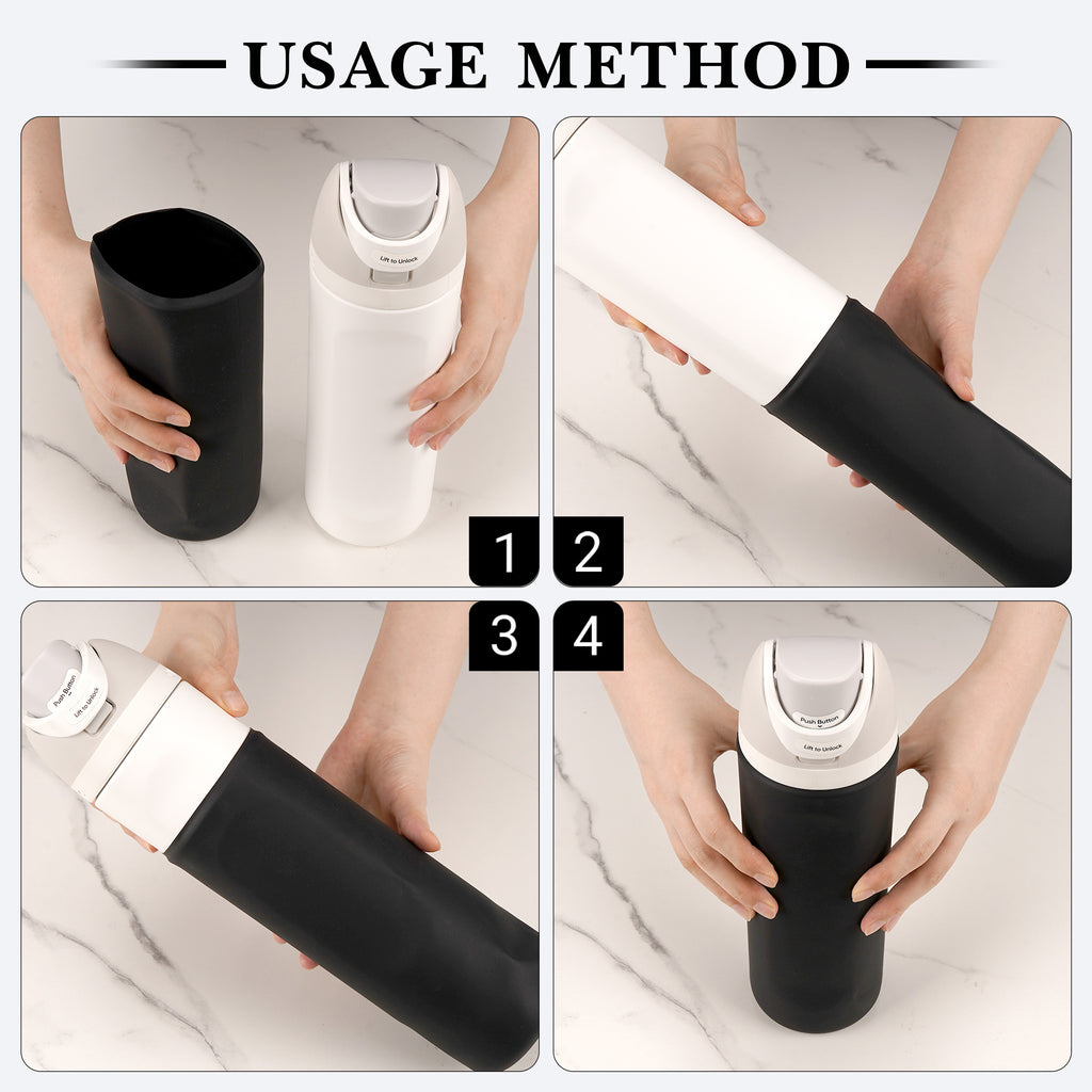 Linkidea Silicone Water Bottle Sleeve Compatible with Owala FreeSip 24oz, Anti-Slip Protector Waterbottle Boot, Bottle Bumper Cover, Black