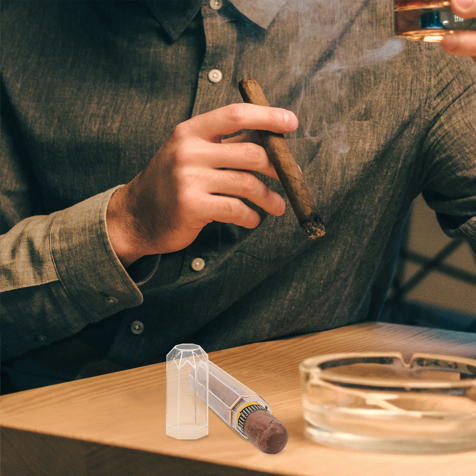 Linkidea 2 Packs Plactic Transparent Cigar Holder Case, Men's Cigar Tube Airtight Single Tube, Portable Pocket Cigar Tubes with Caps