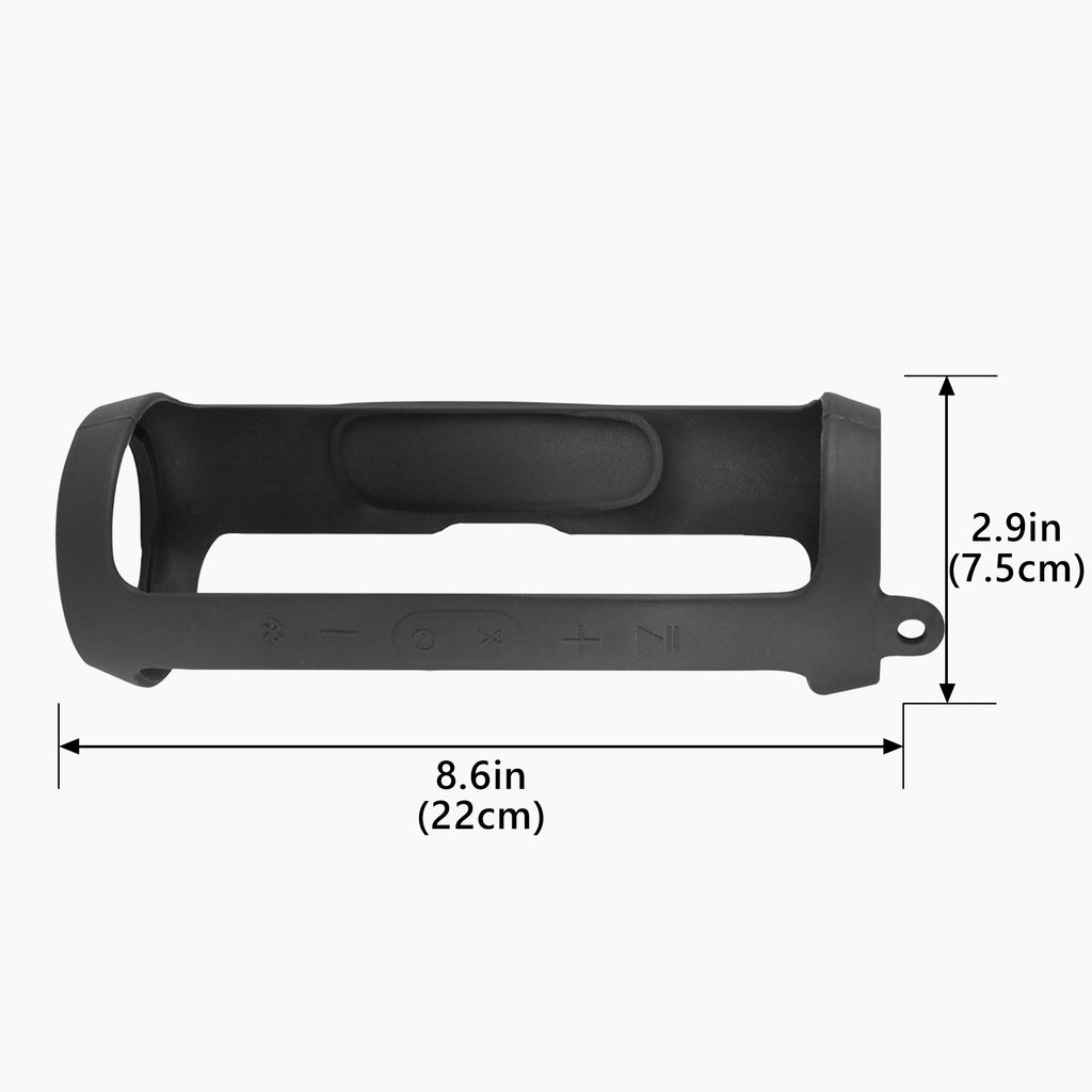 Linkidea Silicone Speaker Case Cover Compatible with JBL Charge 3, Soft Protective Sleeve with Keychain Hook, Black