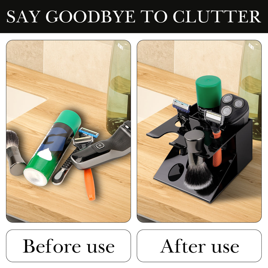 Linkidea Electric Shaver and Razor Stand, Shaving Gel Organizer Holder, Compatible with GilletteLabs Exfoliating Bar, Heated Razor, ProGlide Shield Power (Black)