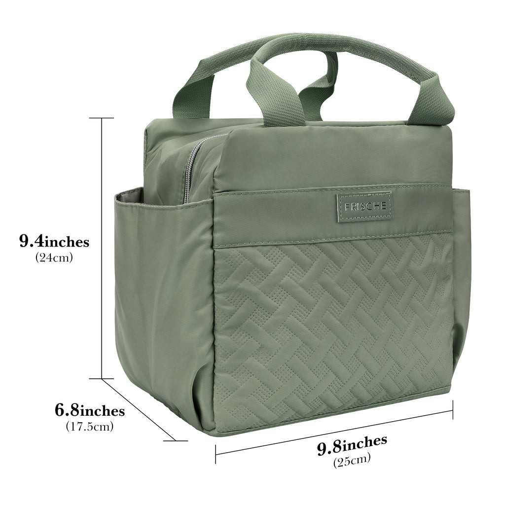 Linkidea Lunch Bag for Women, Large Leak Proof Lunch Tote Cooler, Lunch Tote Bag with Bottle Holder and Side Pockets, Compatible with NatraProw, LOVINA, Caperci (Military Green)