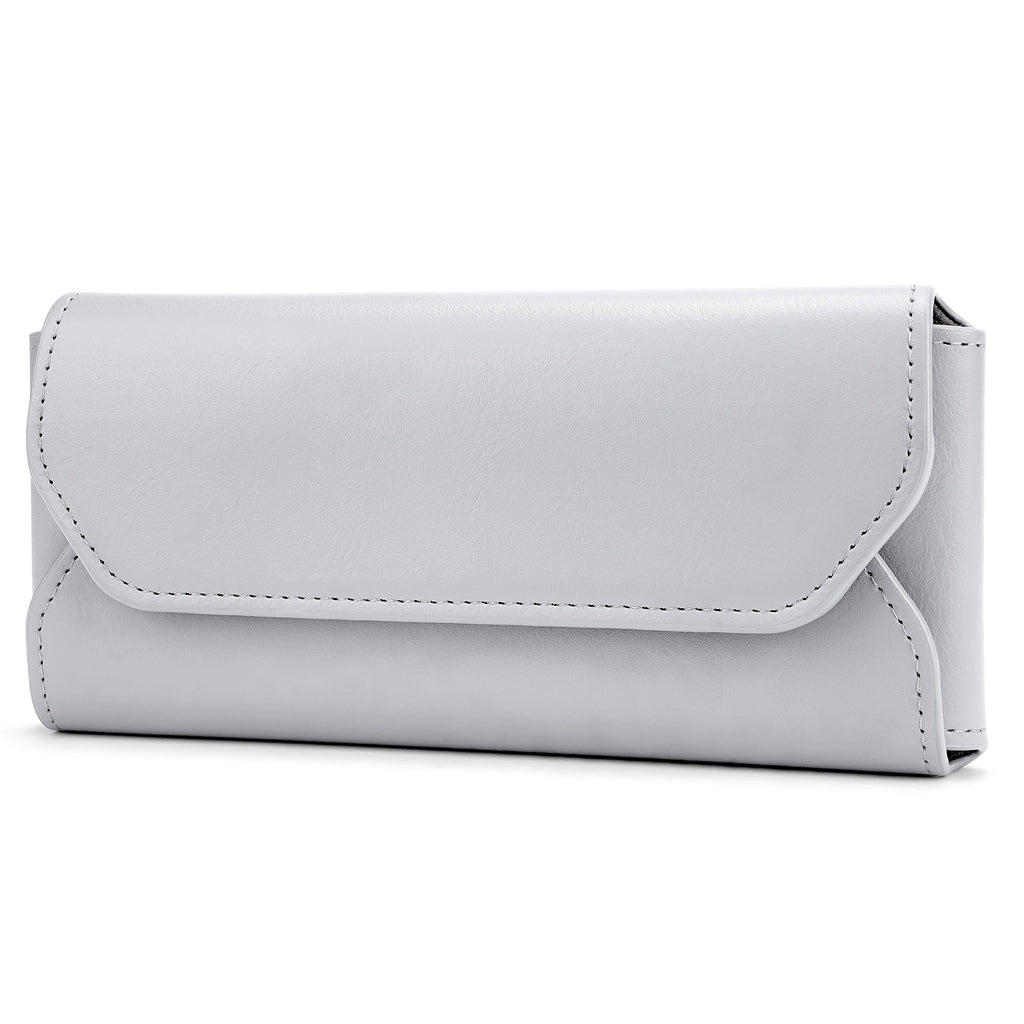 Extra Large Sunglasses Pouch Case, Vegan Leather Sun Glasses Organizer Soft Bag Compatible with Gucci GG0595S GG0875S GG0351S GG1087S RayBan RB4840S RB2132 RB3707 (XL, Grey)