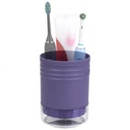 Linkidea Electric Toothbrush Holder for Bathroom with Drainage Tray, Plastic Countertop Stand with Detachable Divider, Compatible with Oral-B io Series, Philips Sonicare (Purple)
