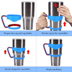 Linkidea 3 Pack Tumbler Handle Compatible with 30oz YETI Rambler, OZARK TRAIL Tumbler, Portable Anti Slip Travel Mug Grip (Black, Pink, Blue)