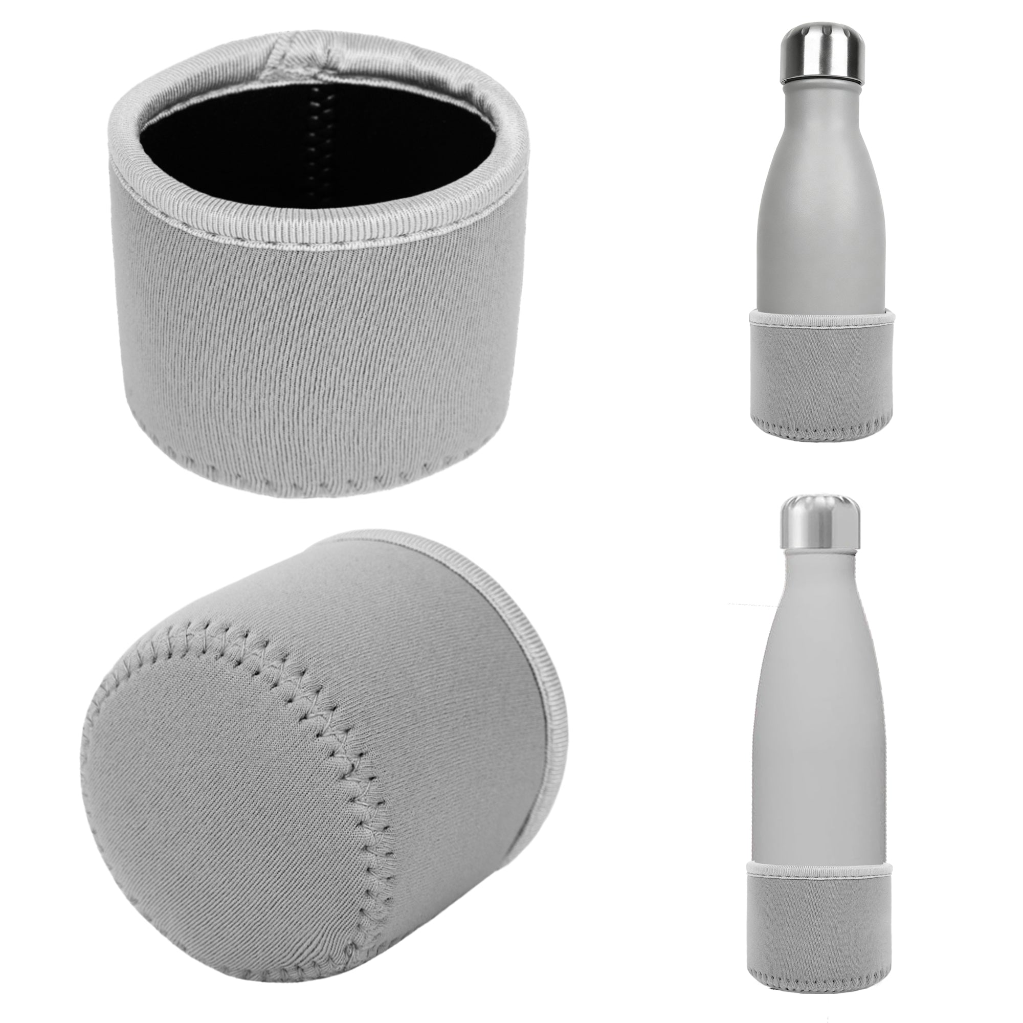 Linkidea 2 Pack Water Bottle Boot Compatible with 9oz/12oz/17oz Swel ORIGINAL, BJPKPK, MIRA Cascade Cola Shaped Bottles, Neoprene Bottle Bottom Bumper Protector (Grey)