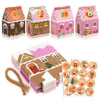 Linkidea 24 Pcs Christmas Gingerbread House Gift Boxes, Cute Holiday Candy & Treat Boxes for Family, Festive Party Gifts