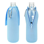 Linkidea 2 Pack Disposable Water Bottle Sleeve Compatible with Smartwater 16.9/20 Fl Oz, Evian 16.9 Fl Oz, Insulated Neoprene Bottled Water Cover Holder with Lockable Zipper, Light Blue