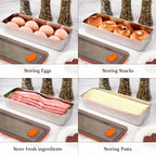 Linkidea 304 Stainless Steel Refrigerator Organizers and Storage, Bacon Fridge Organizer, Deli Meats Kitchen Storage with Lid