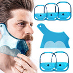Linkidea Beard Shaping & Styling Tool with Comb, Beard Trimmer Template for Men, Clear Mustache Sideburns Outliner Stencil Lineup for Jaw Cheek Neck (Blue)