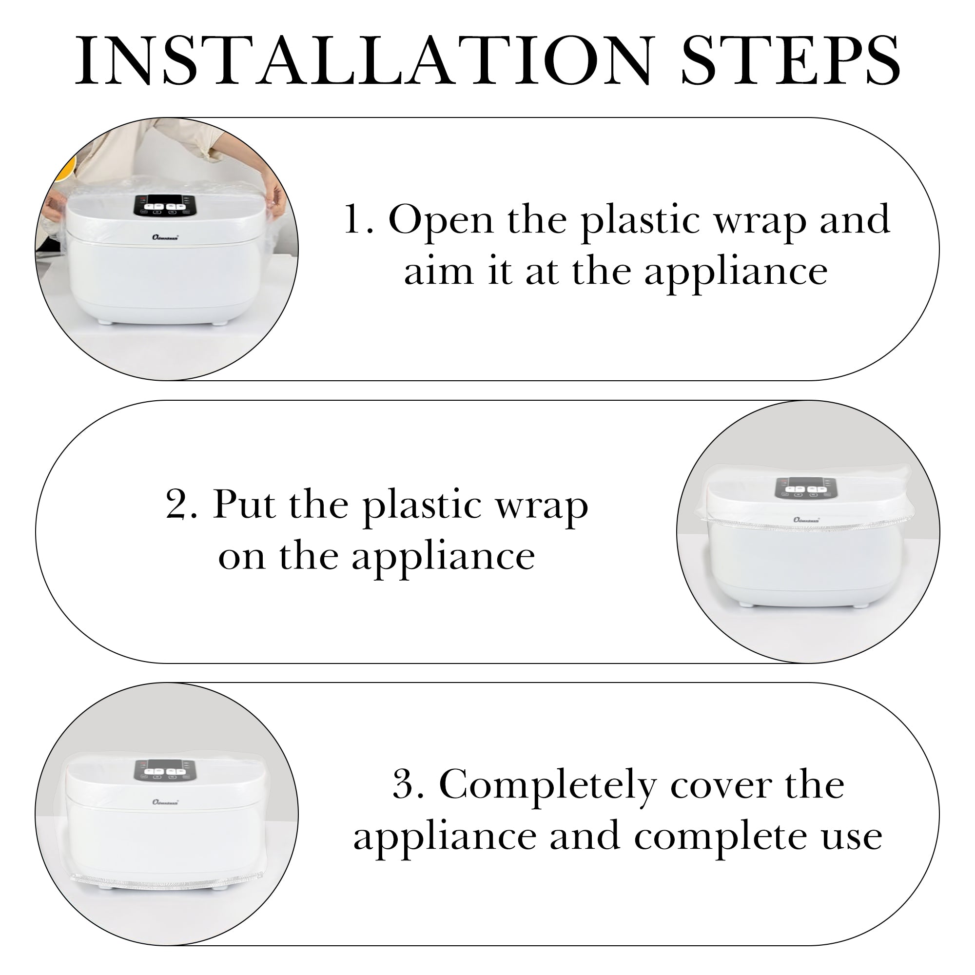 Linkidea 50 Pack Disposable Kitchen Appliance Dust Covers, Clear Elastic Plastic Bags for Rice Cookers, Air Fryers & Slow Cookers (Transparent)