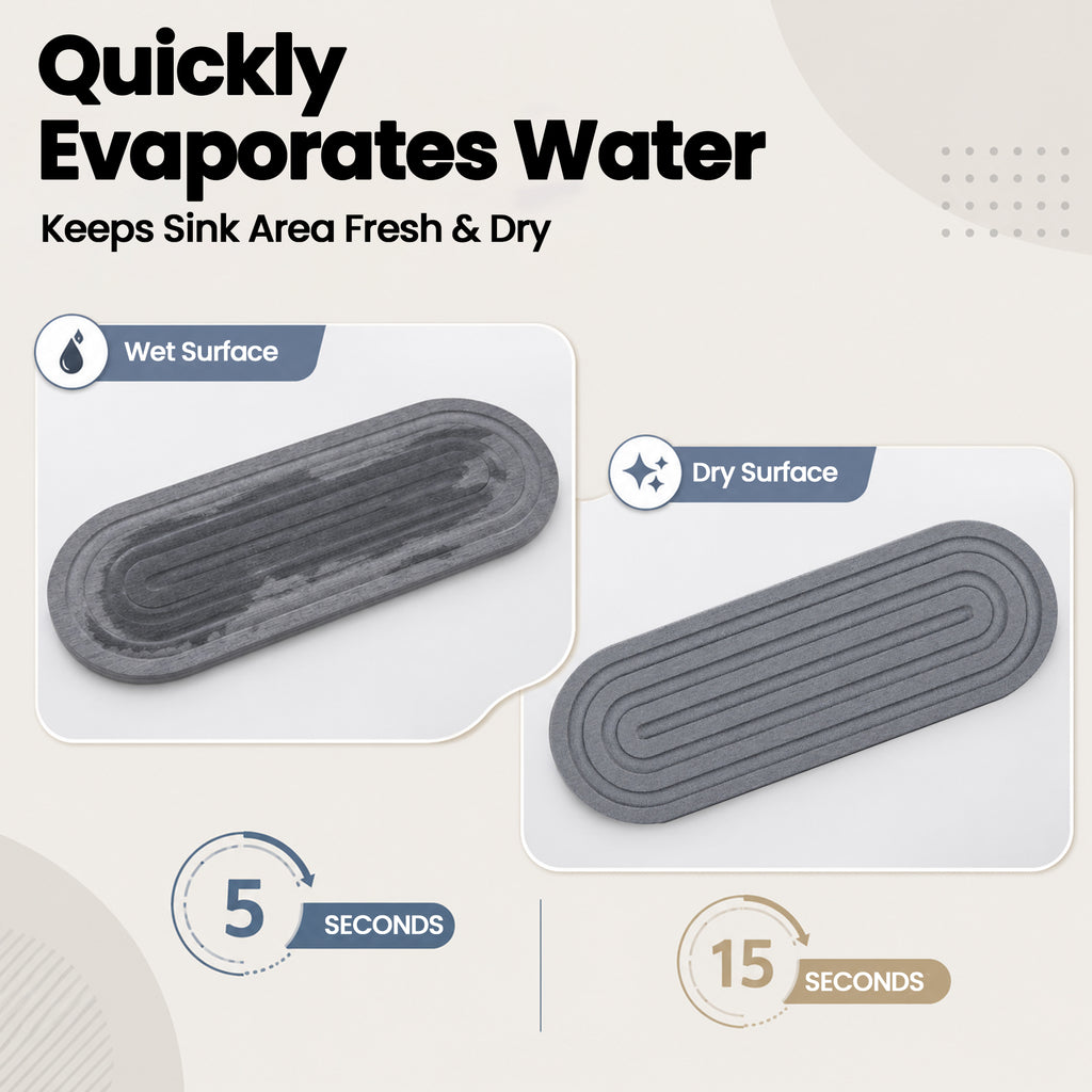 Linkidea Quick-Drying Bathroom Countertop Tray, Soap Dispenser and Soap Dish Organizer with Removable Silicone Mat for Bathroom Sink and Kitchen (Grey)