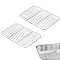Linkidea 2 Pack Stainless Steel Grilling Rack, 9.6" x 7" Oven Safe Grid Wired Rack for Baking, BBQ Accessories Compatible with Stock Your Home, Stack Man, Eco-Foil,