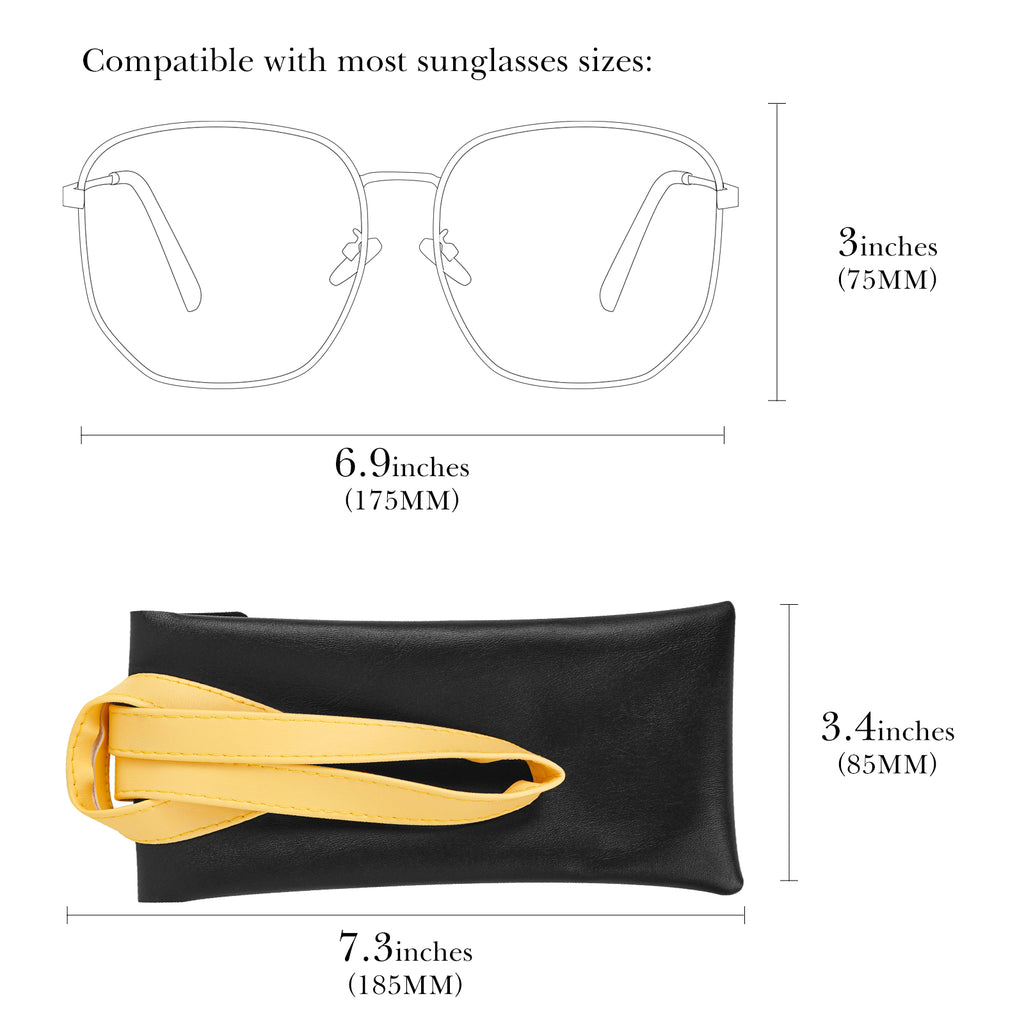 Linkidea Oversized Sunglasses Pouch, Large Frame Glasses Pouch for Sunglass, Eyeglasses Travel Bag Compatible with Rayban Square 1971 Reverse/Aviator Max/more (Black)