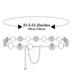 Plus Size Chain Belt for Women, Round Pieces Metal Chain Belt Women Belly Waist Chains, Extra Long Body Chain, 31.5-51.2 Inch Adjustable Chunky Belt Chain (XL, Silver)