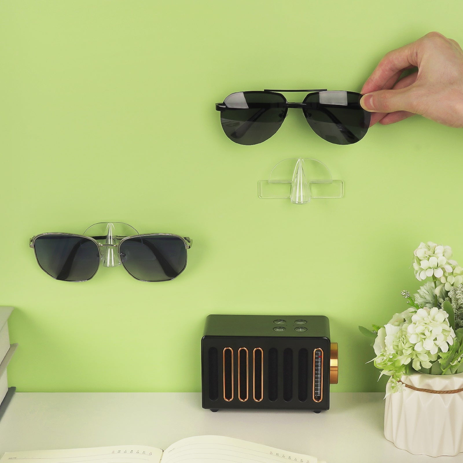 Sunglasses Organizer Storage 6 Pack, Wall Mount Clear Glasses Sunglasses Holder, Acrylic Sun Glasses Storage Organizer Compatible with Gucci GG0422S Ray Ban RB3025 RB3026 RB3016