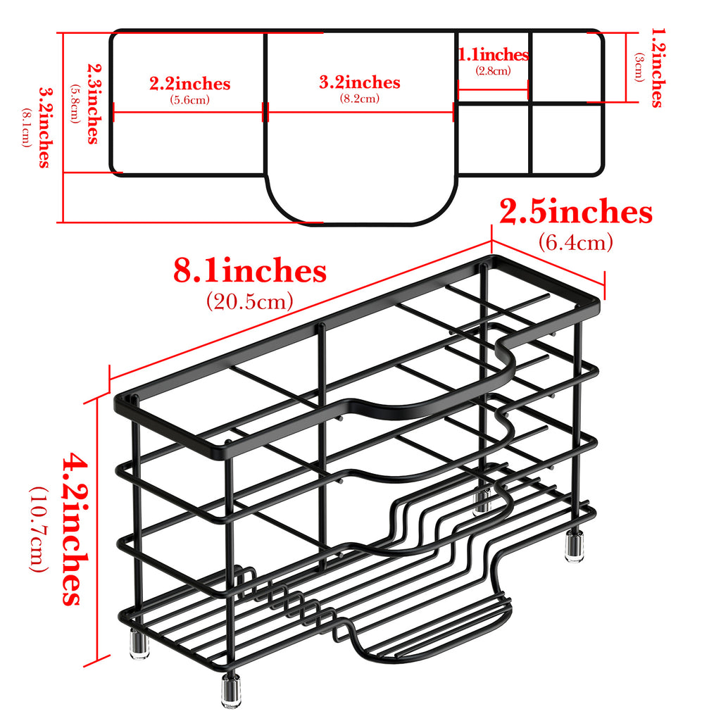 Linkidea Electric Toothbrush Holder Stand, Stainless Steel Bathroom Storage for Toothpaste, 6 Slots Ventilated Countertop Organizer for Cleanser, Comb, Razor (Black)