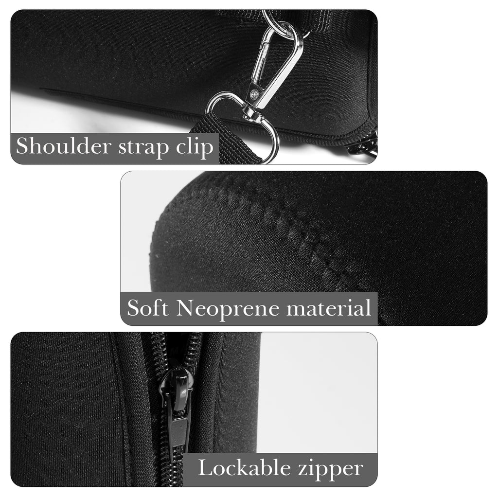 Linkidea Water Bottle Carrier with Strap Compatible with Nalgene Sustain Wide Mouth 32oz, Neoprene Waterbottle Sling Bag Holder with Clip for Backpack Fence, Black