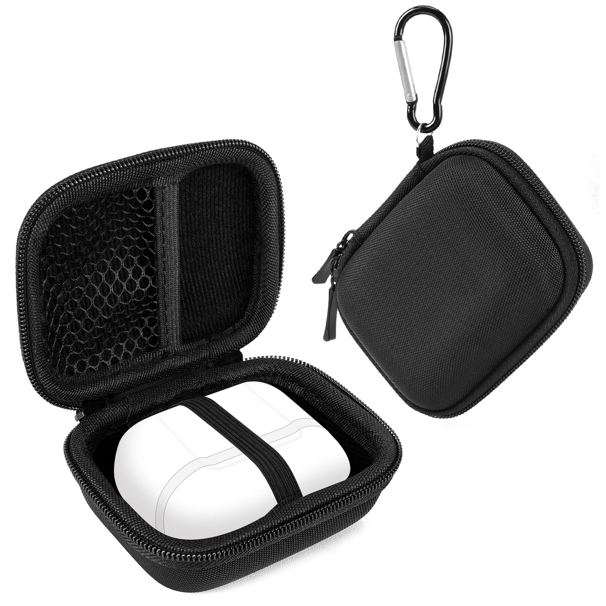 Linkidea Earbuds Case Compatible with EcoBuds, Dime Evo, Dime 3, Indy True, Jib True 2, Grind Fuel Earbuds, Replacement Hard Shell Travel Carrying Bag with Cable Storage (Black)