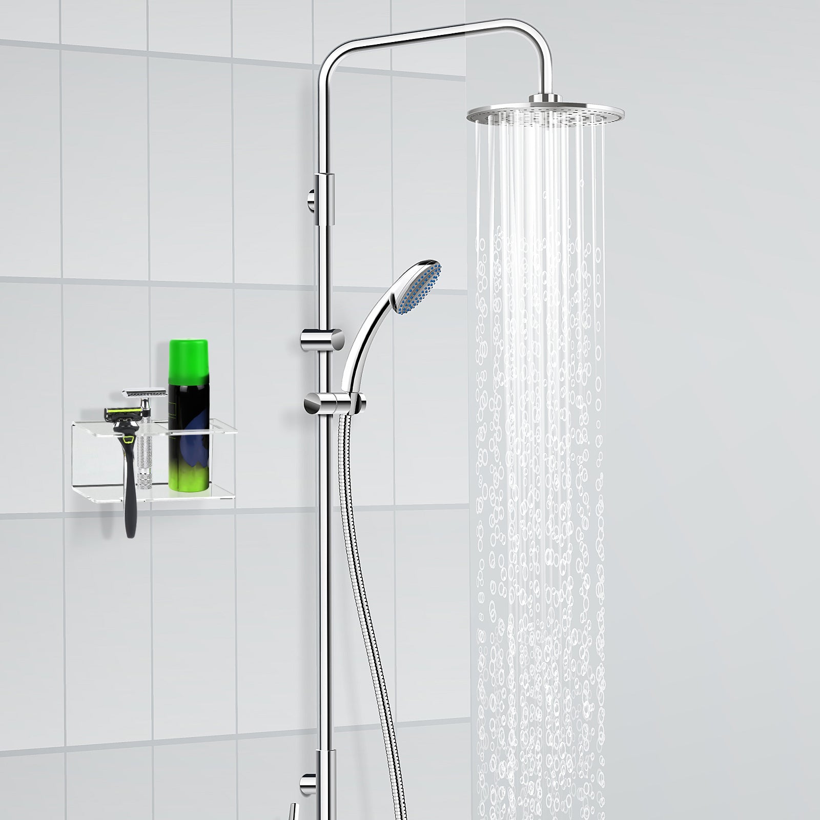 Linkidea Wall Mount Razor & Shaving Cream Holder, Shaver Gel Storage Organizer for Bathroom, Compatible with Vikings Blade Chieftain, Merkur Classic MK-23C (White)