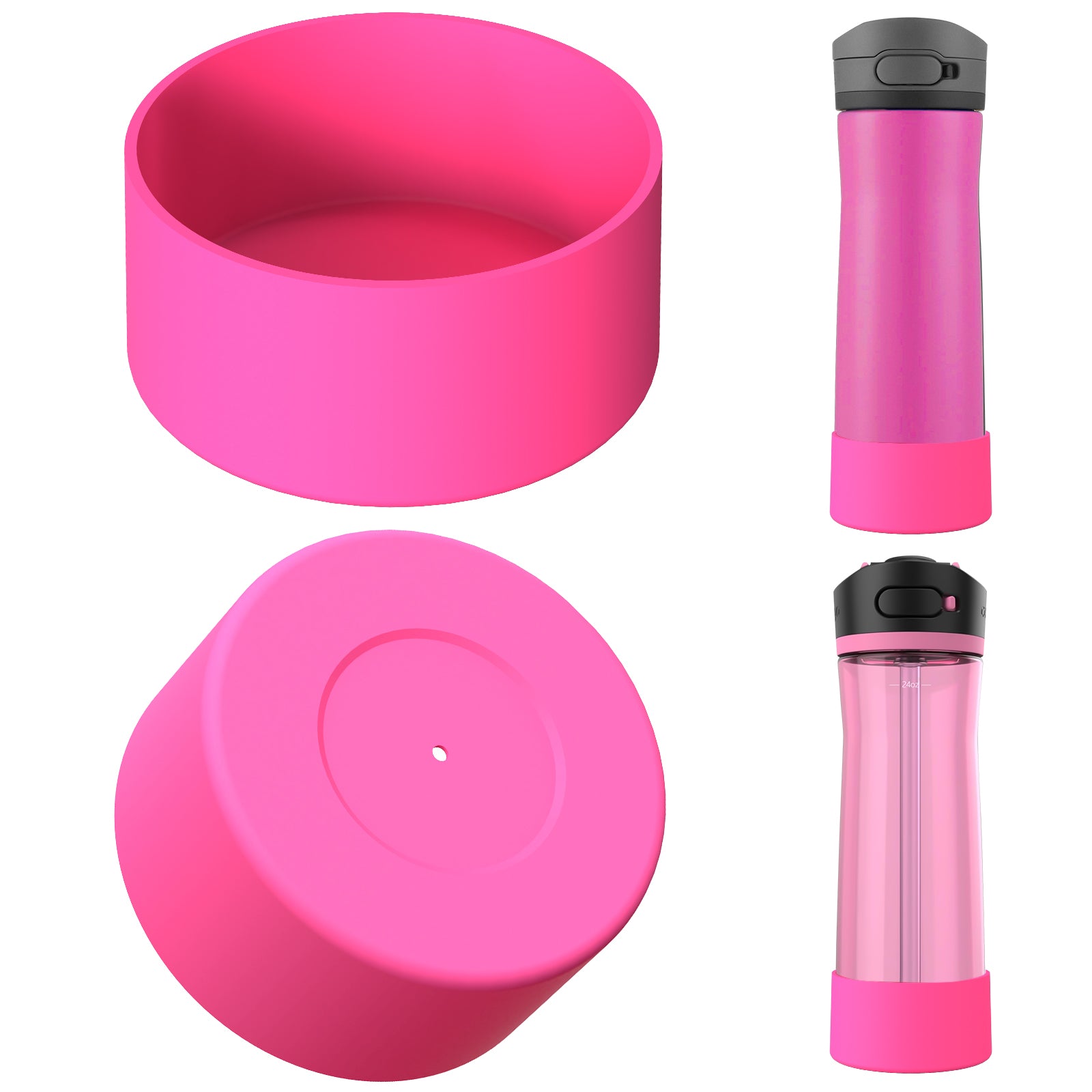 Linkidea 2 Pack Water Bottle Boot Compatible with Contigo Jackson Chill 2.0 20oz/24oz, Cortland 24oz, Silicone Anti-Slip Bottle Bottom Bumper Protector (Pink)