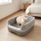 50 Pack Cat Litter Box Liners, Disposable Elastic Edge Kitty Litter Pan Bags, Leak-Resistant Plastic Trash Bags, Compatible with Large Open-Top and Covered Cat Litter Boxes
