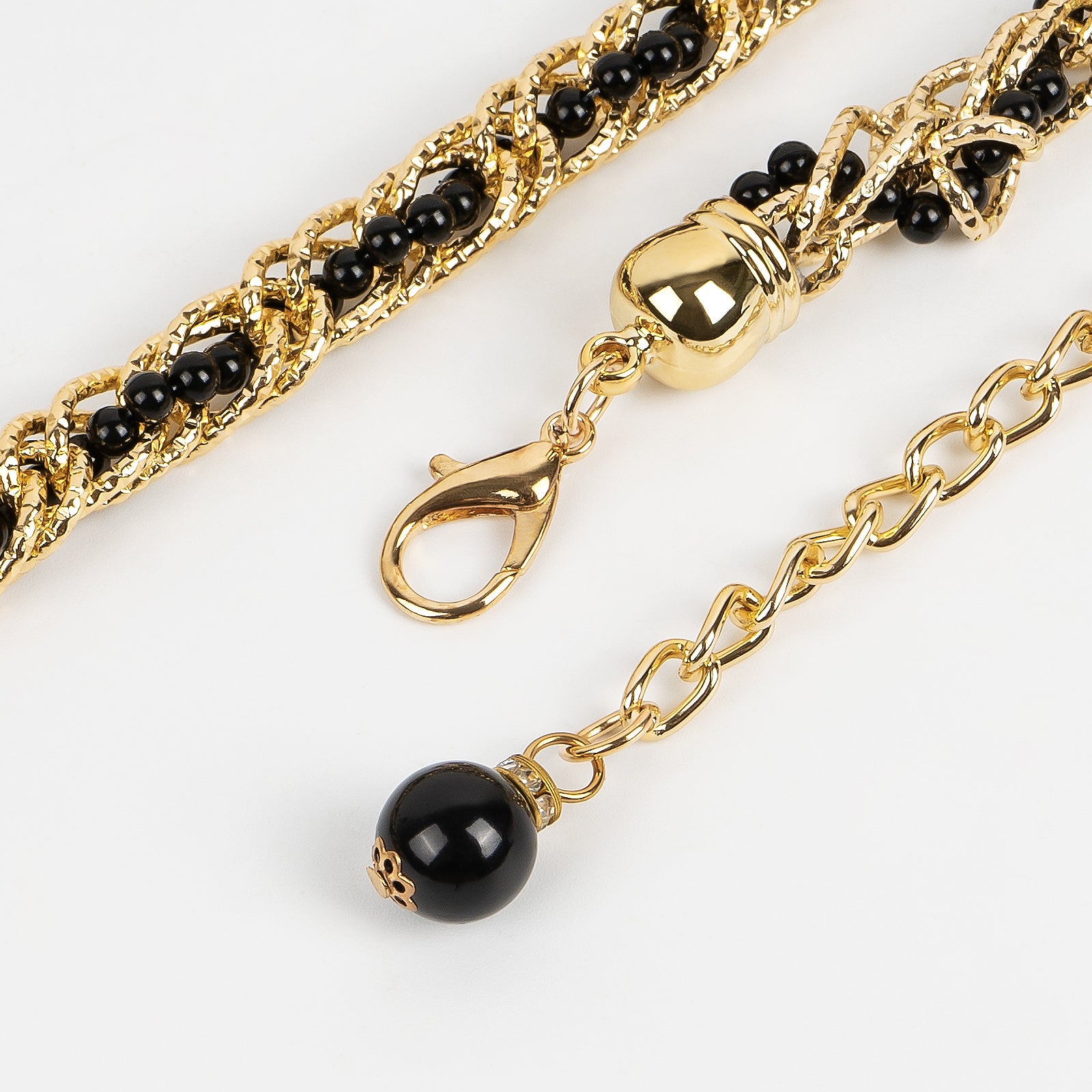 Plus Size Chain Belt for Women, Gold and Black Faux Pearl Waist Belt, 59 Inch Adjustable Extra Long Body Chain for Dresses, Party, Casual Wear, Fashion Jewelry Accessory