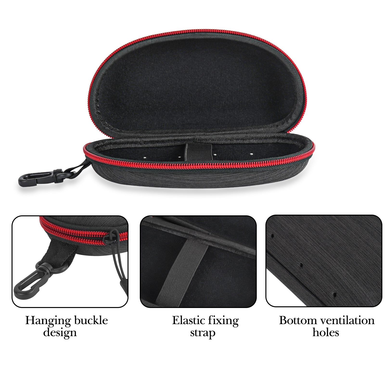 Extra Large Hard Shell Sunglasses Case, Oversized Sun Glasses Storage Bag Pouch Organizer Compatible with Rayban RB3025 RB3712D RB3717 Gucci GG0595S GG0528S GG0900S (XXL, Black)