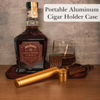 Linkidea Aluminum Cigars Holder Case, Men's Airtight Cigar Carrier Single Tube, 1.1"x 7.4" Portable Travel Cigar Storage with Caps (Gold)