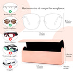 Hard Shell Sunglasses Case, Pink Vegan Leather Eyewear Storage Bag Pouch Organizer Compatible with Persol PO3357S PO3235S PO3366S RayBan RB3647N RB2197