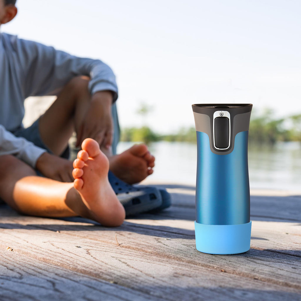 Linkidea 2 Pack Water Bottle Boot Compatible with Contigo West Loop 2.0 16oz/20oz/24oz, Huron 2.0 16oz/20oz, Silicone Anti-Slip Bottle Bottom Bumper Protector (Blue)