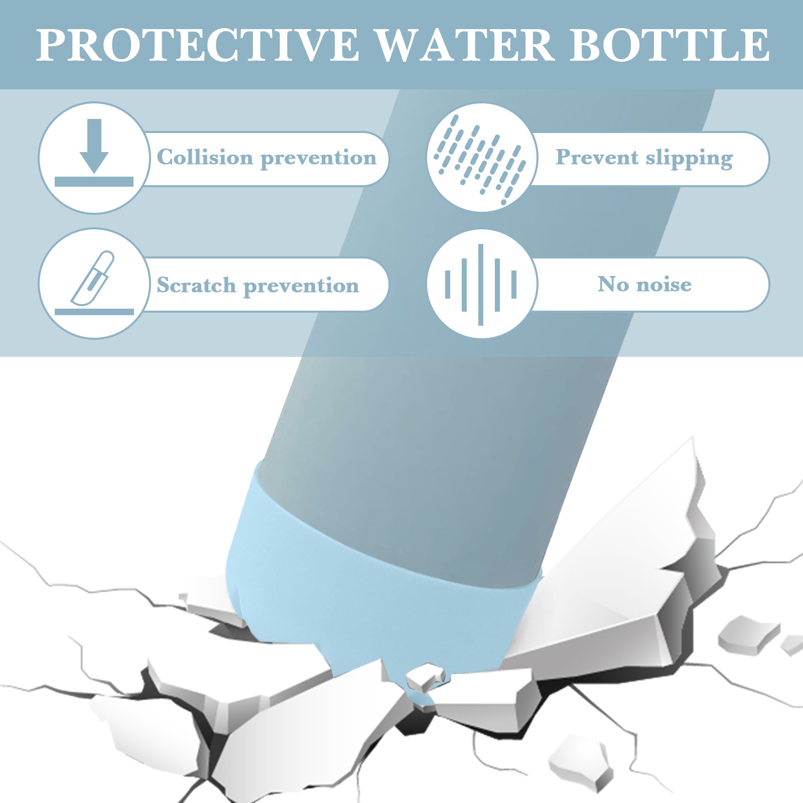 Linkidea 2 Pack Water Bottle Boot Compatible with 17oz ORIGINAL, BJPKPK, MIRA Cascade Cola Shaped Bottles, Silicone Bottle Bottom Sleeve Bumper Protector (Light Blue)