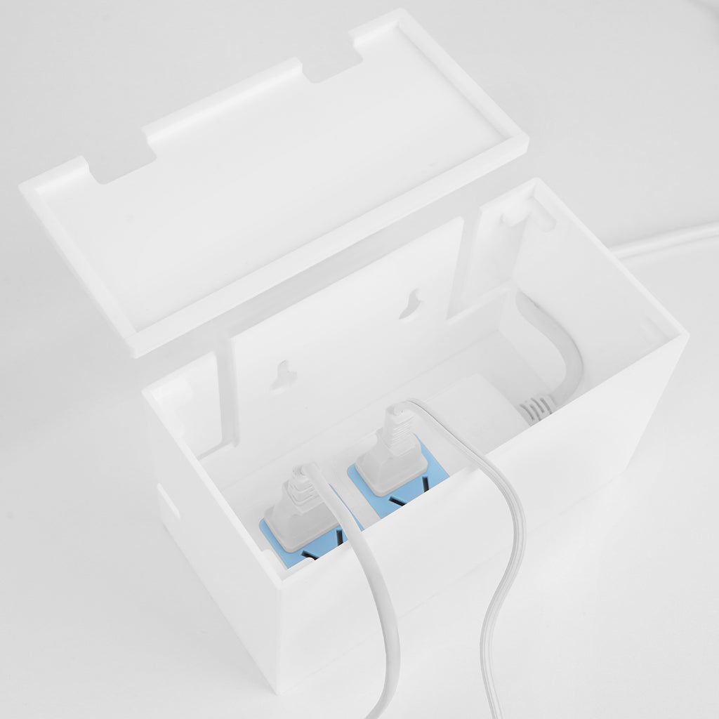 Linkidea Bathroom Electric Toothbrush and Razor Cable Organizer Box, Vanity Hide Cord Organizer, Charger and Power Strip Storage Box, Keep Outlet Clutter Free and Clean (White)