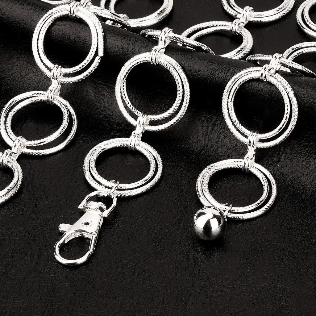 Plus Size Chain Belt for Women, Metal Chain Belt Women Belly Waist Chains, Extra Long Body Chain, 51 Inch Adjustable Chunky Belt Chain (Threaded Ring, Silver)