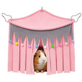 Corner Fleece Hideout Hammock for Small Animals, Cozy Hanging Cage Bed with Tassel Curtain, Soft Habitat Shelter with 3 Metal Hooks for Guinea Pigs, Rabbits, Ferrets, Chinchillas, Rats
