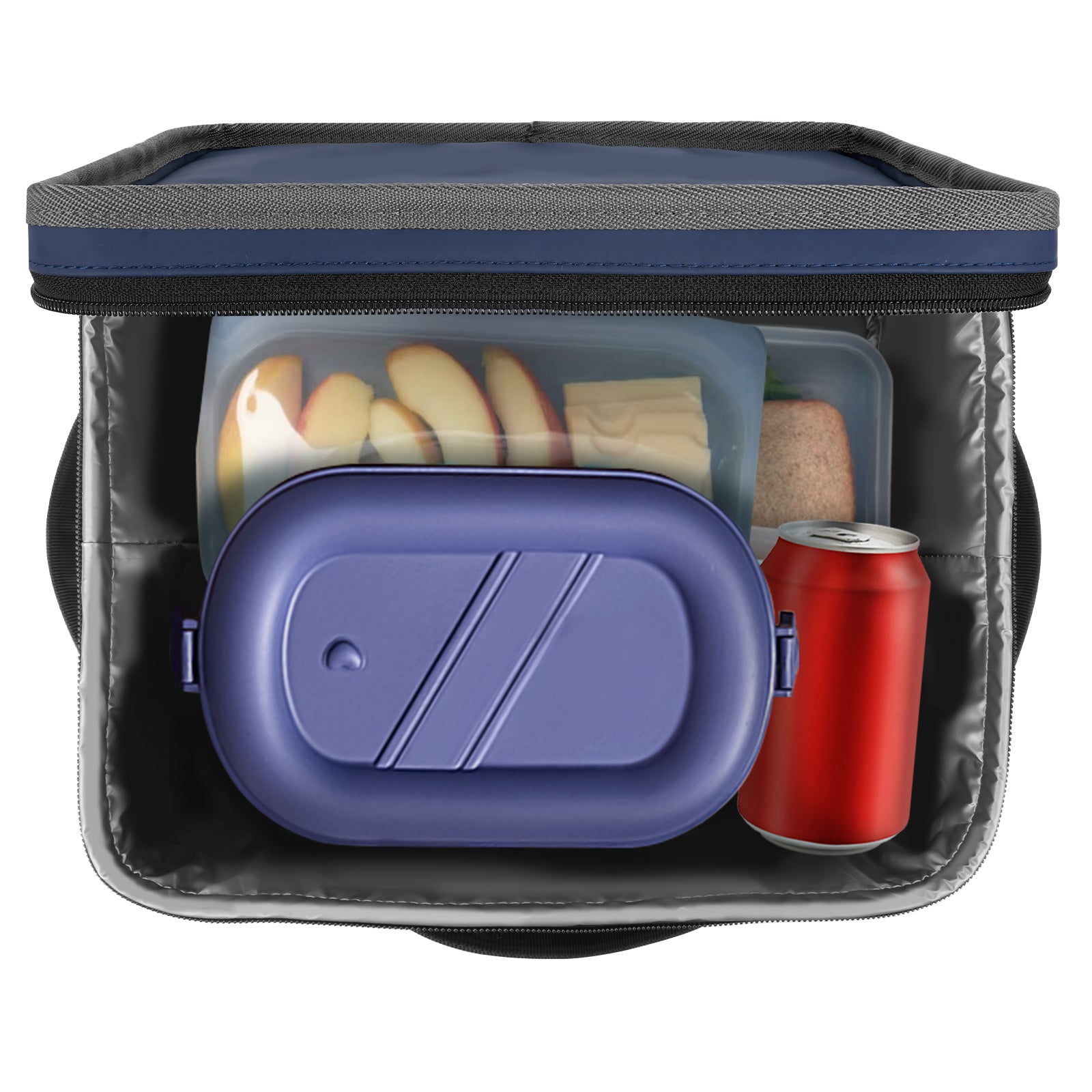 Linkidea Large Capacity Insulated 12 Can Lunch Cooler, Hard Shell Molded Bottom, Water-Resistant Exterior, Day Trip Lunch Box, Reusable Lightweight Cooler Bag (Navy Blue)