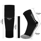 Linkidea Kids Soccer Grip Socks with Shin Guard Sleeve for Age 6 - 9 (Black)