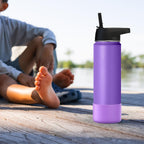 Linkidea 2 Pack Water Bottle Boot Compatible with IRON °FLASK Wide/Narrow Mouth 12oz/14oz/16oz/18oz/20oz/22oz/24oz, Silicone Bottle Bottom Sleeve Cover Bumper Protector (Purple)