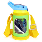 Linkidea Water Bottle Carrier with Strap Compatible with CamelBak, Contigo, YETI Rambler, Simple Modern Kids Bottles, Waterbottle Sling Bag Holder with Shoulder Strap, Green & Yellow