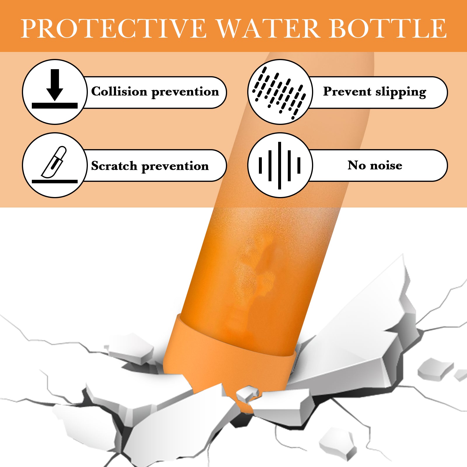 Linkidea 2 Pack Water Bottle Boot Compatible with 25oz S'well ORIGINAL, BJPKPK, Konokyo 25oz Cola Shaped Bottles, Silicone Bottle Boot Bottom Sleeve Cover Protector, Bottle Bumper (Orange)