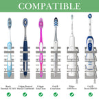 Linkidea Stainless Steel Electric Toothbrush Stand for Shower Bathroom, Wall Mounted Tooth Brush Holder, 7 Slots Multifunctional Organizer for Razor, Shaver, Comb