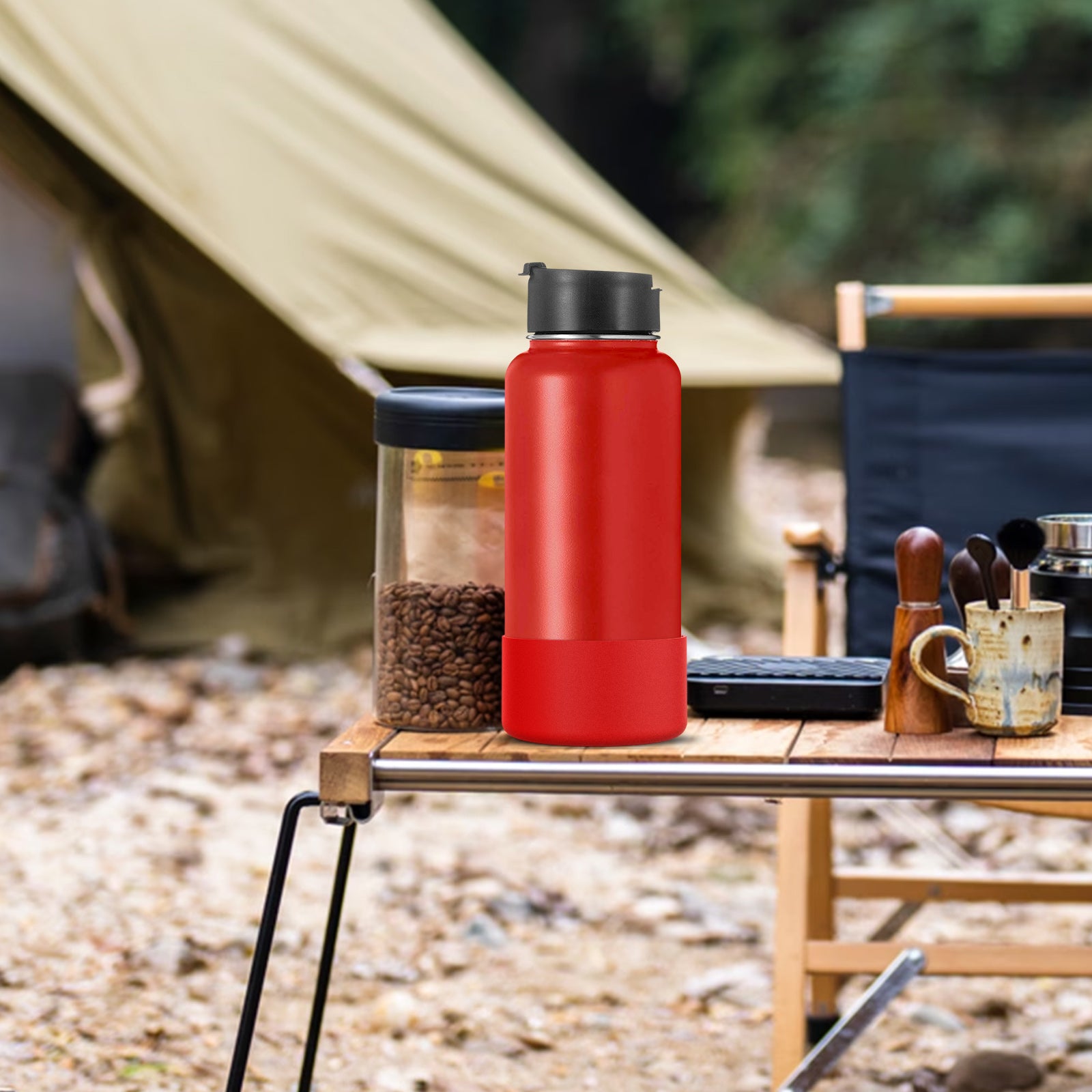 Linkidea Water Bottle Boot Compatible with IRON °FLASK Wide Mouth 32oz/40oz, Narrow Mouth 32oz, Silicone Bottle Bottom Sleeve Cover Protector, Bottle Bumper (Red / 2 Pack)
